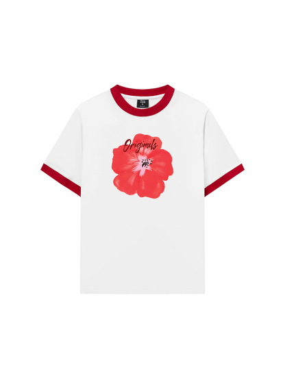Áo Thun Ringer Relaxed Fit Summer Vibes Red Flower