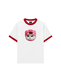 Áo Thun Ringer Relaxed Fit Animal Mood Pink Meow
