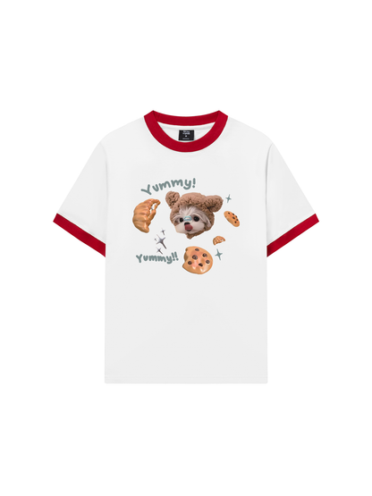 Áo Thun Ringer Relaxed Fit Cute Dog Yummy Cookie
