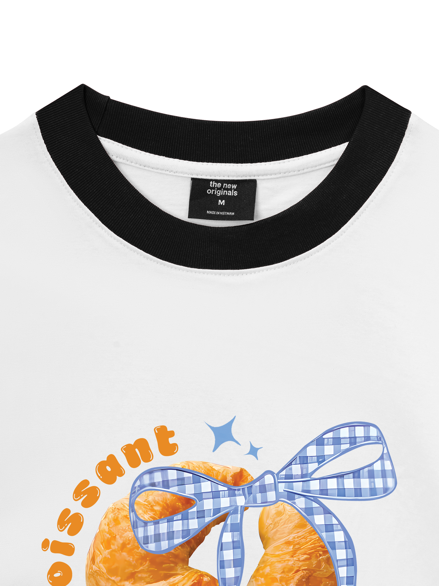 Áo Thun Ringer Relaxed Fit Sweet Pastry BLue Plaid Bow