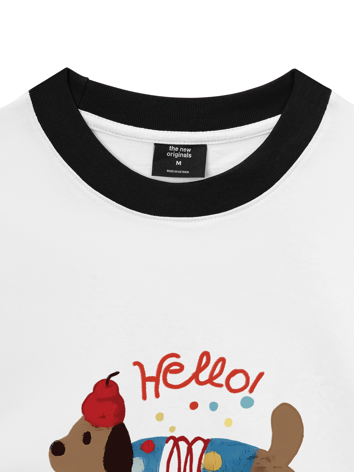 Áo Thun Ringer Relaxed Fit Animal Hello Cute Puppy
