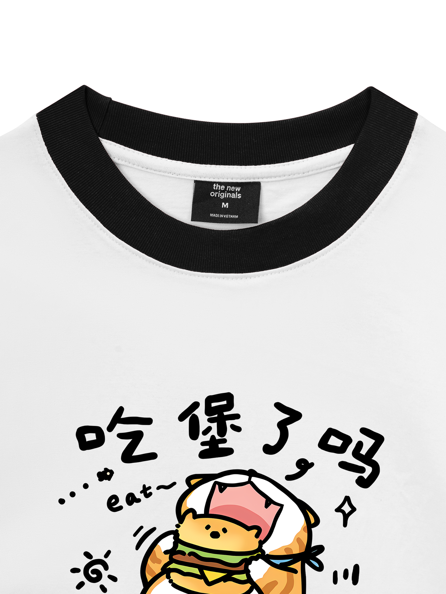 Áo Thun Ringer Relaxed Fit Sweet Pastry Cute Meow With Burger