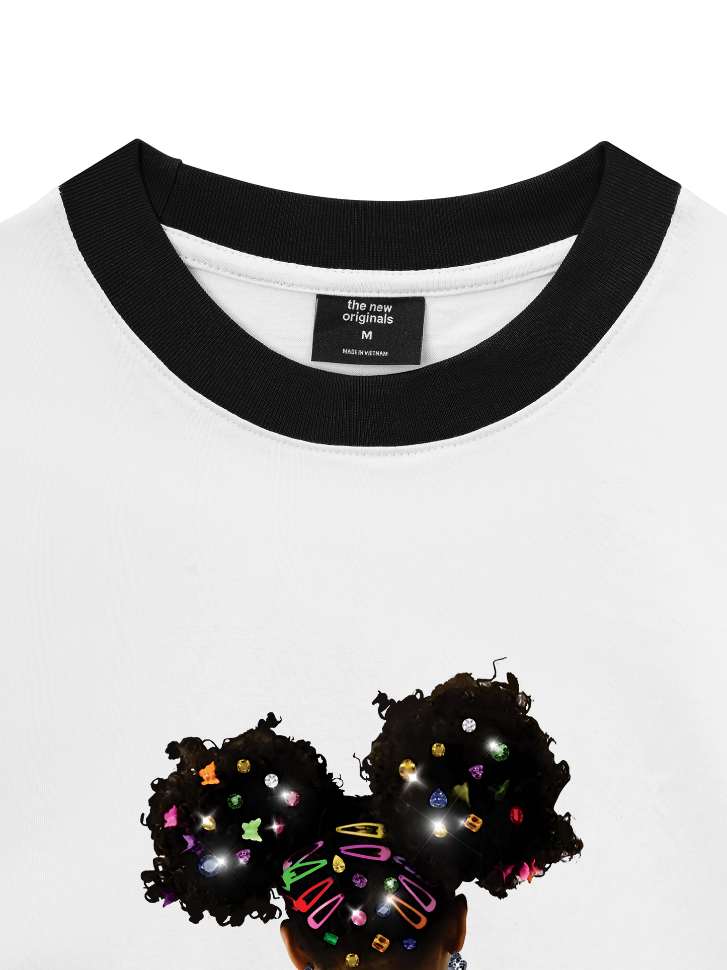 Áo Thun Ringer Relaxed Fit Colorful Diamond Hairpin Afro Girl