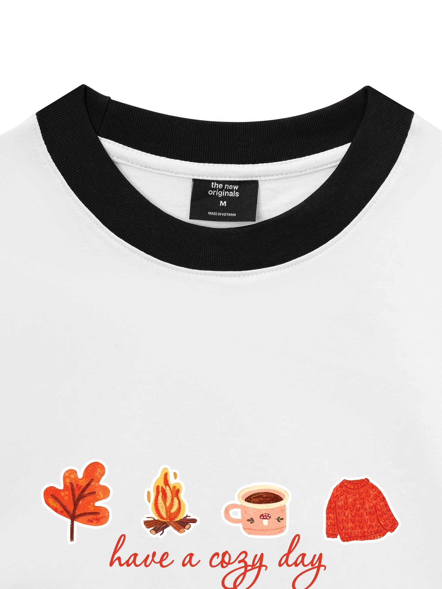 Áo Thun Ringer Relaxed Fit Autumn Vibes Have a Cozy