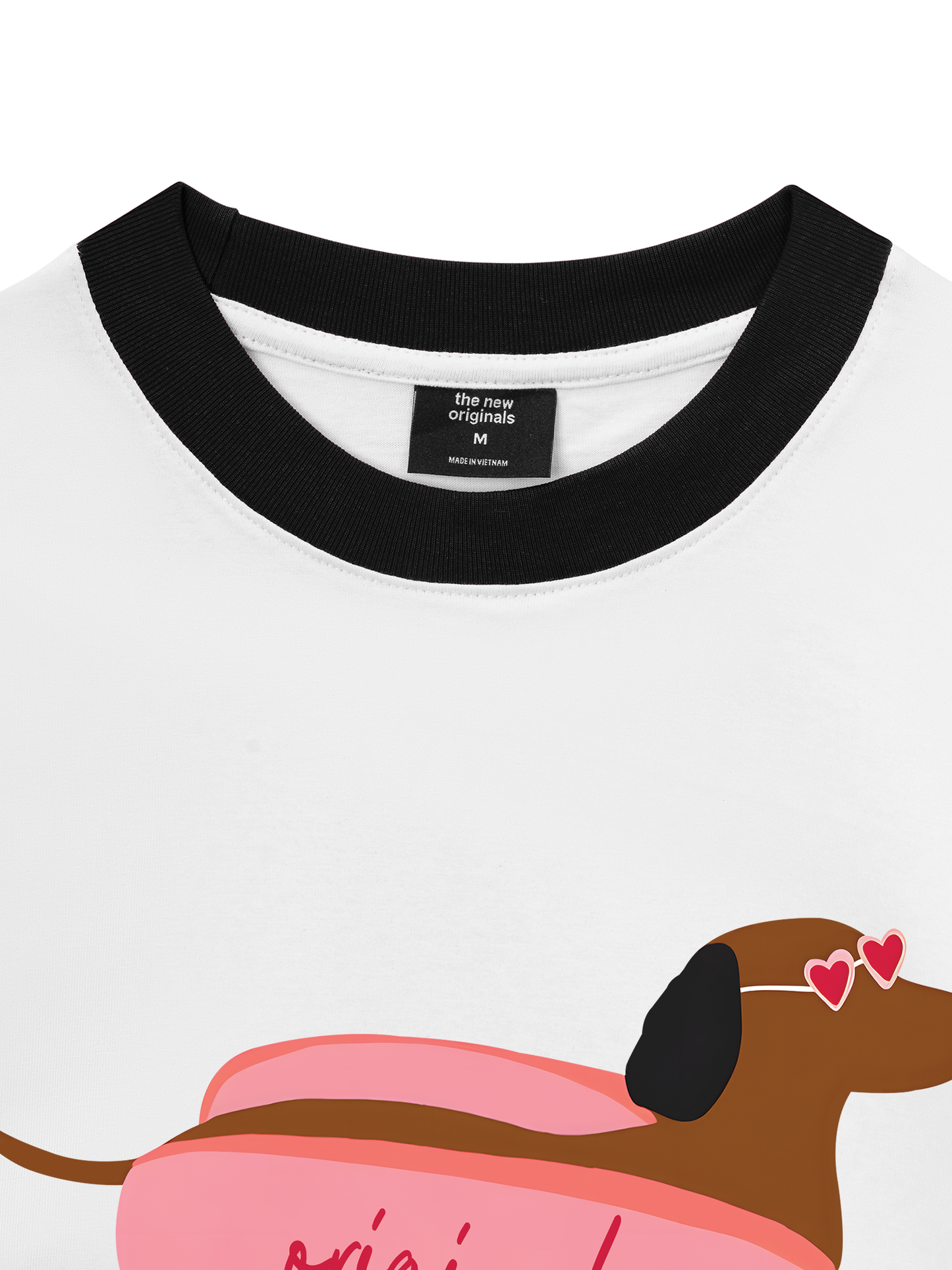 Áo Thun Ringer Relaxed Fit Pink Dachshund