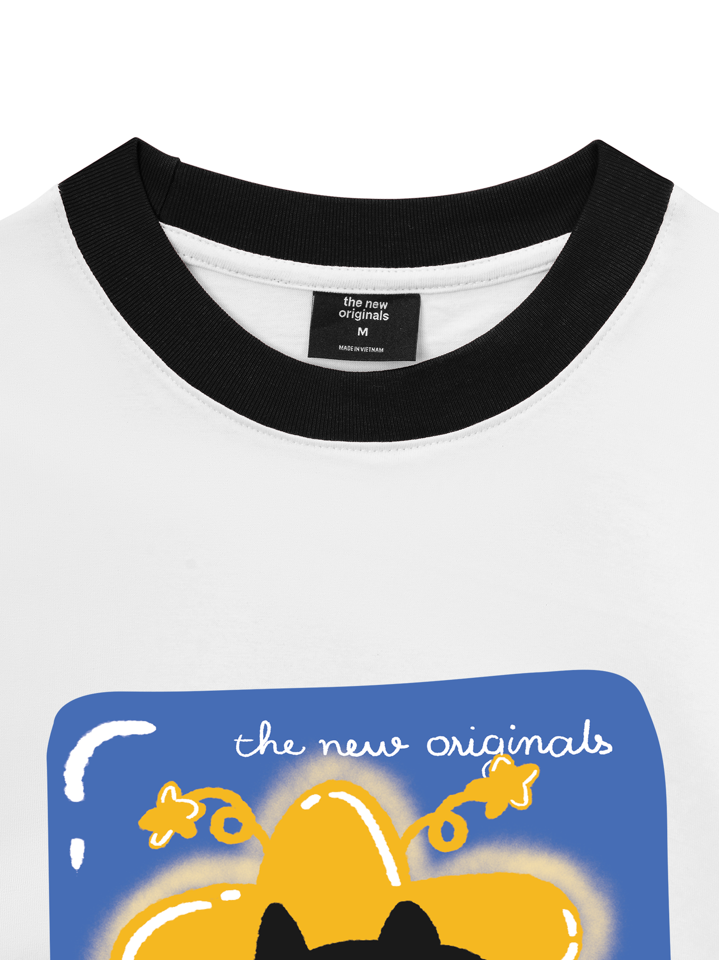 Áo Thun Ringer Relaxed Fit Black Cute Cat