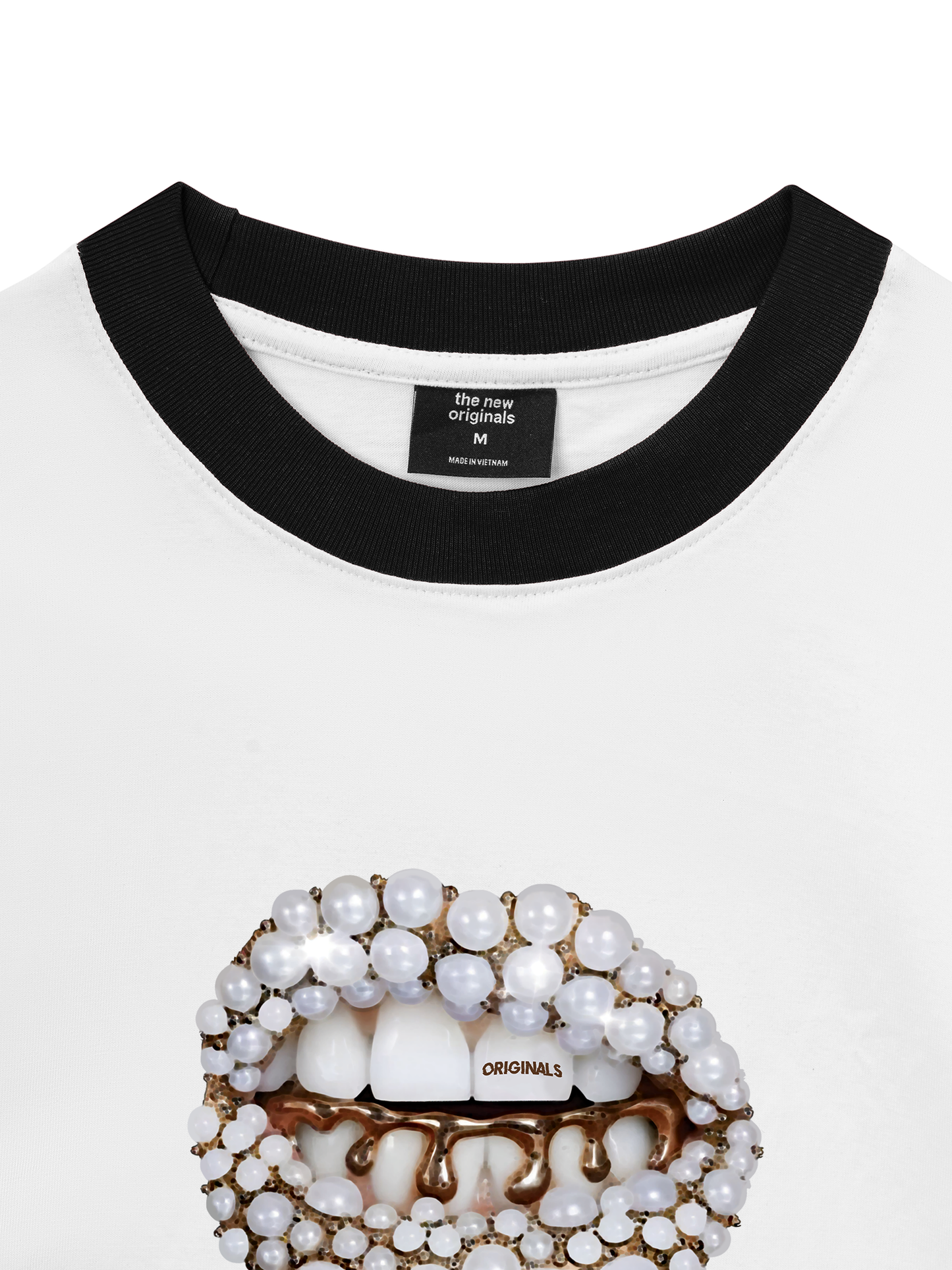 Áo Thun Ringer Relaxed Fit Art Pearl Lip Black