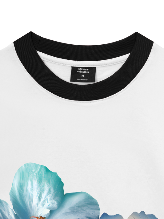 Áo Thun Ringer Relaxed Fit Summer Vibes Souble Blue Flower
