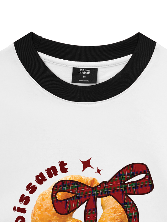 Áo Thun Ringer Relaxed Fit Sweet Pastry Red Plaid Bow