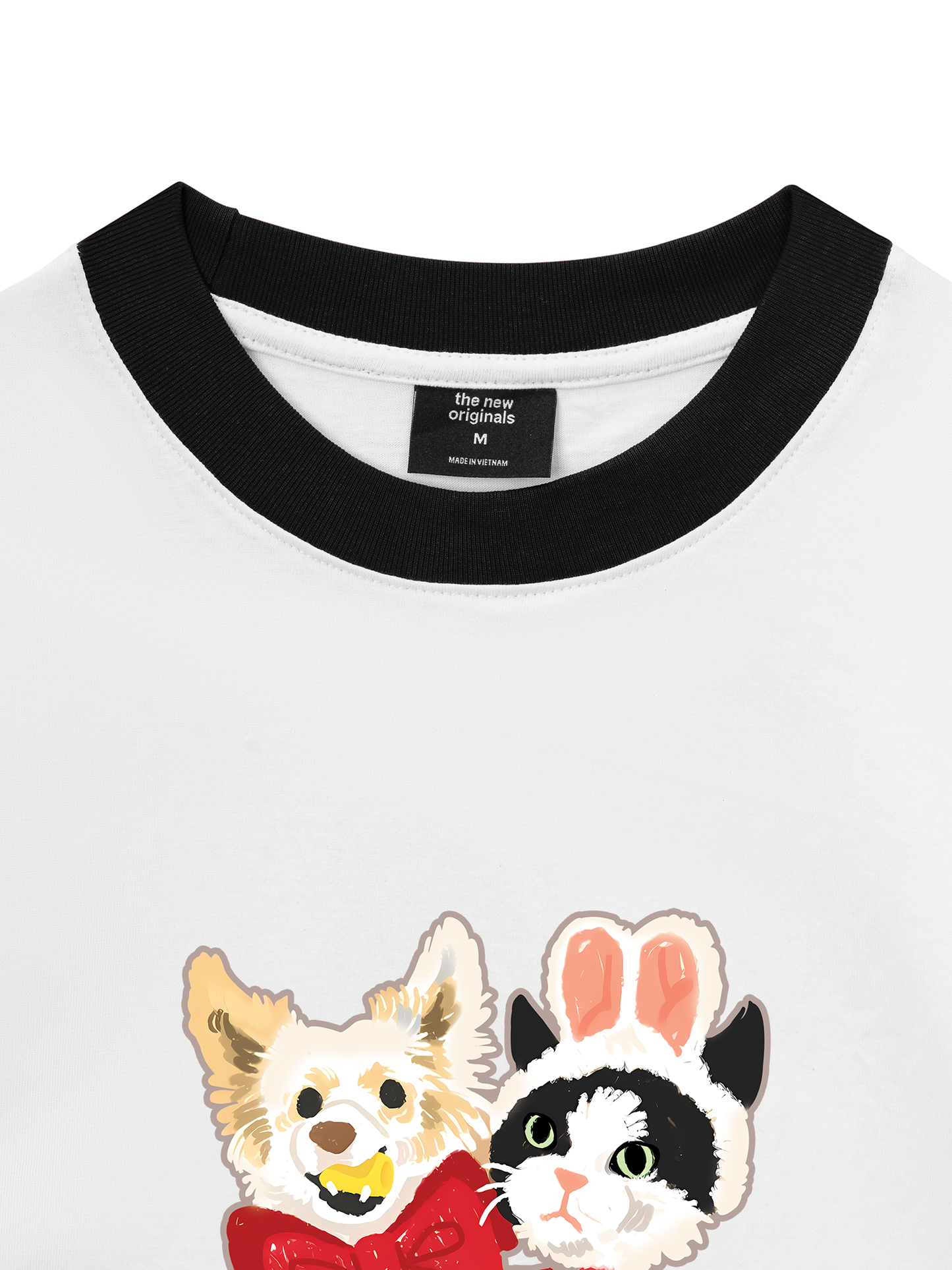 Áo Thun Ringer Relaxed Fit Animal Mood Bestie Puppy And Meow