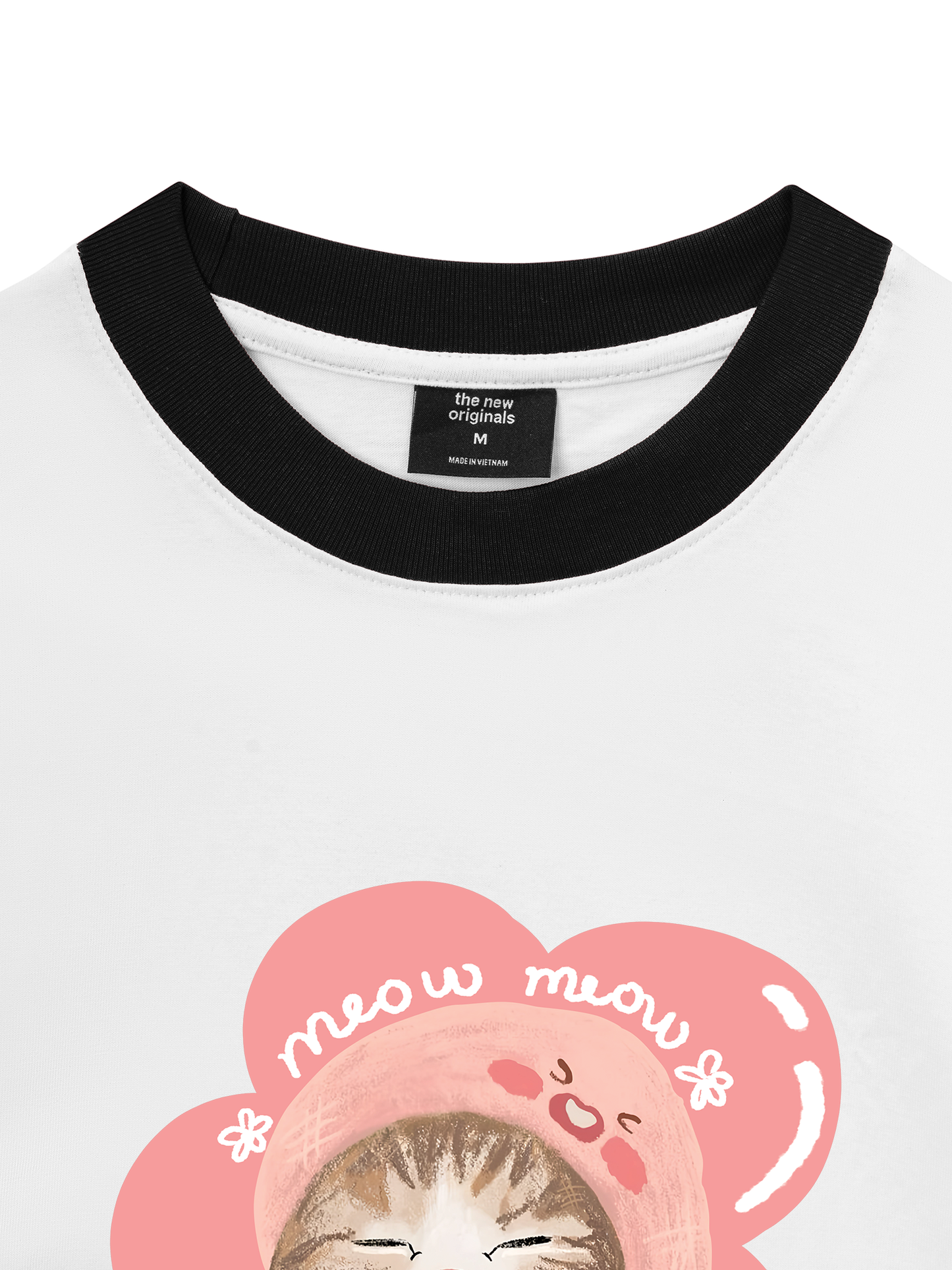 Áo Thun Ringer Relaxed Fit Flower Cat
