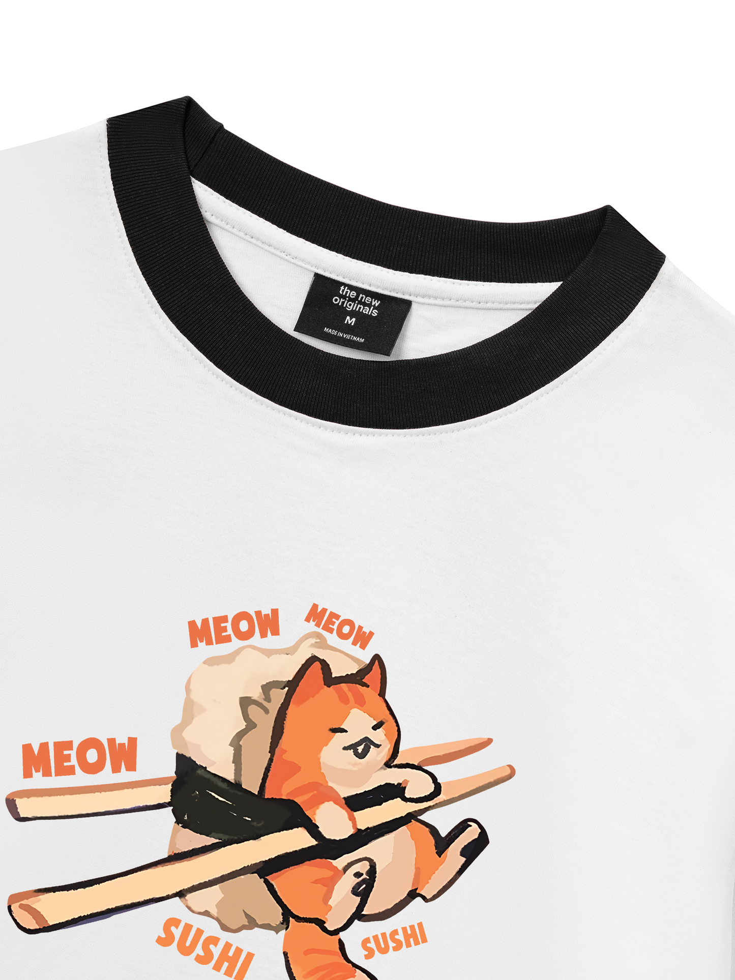 Áo Thun Ringer Relaxed Fit Sushi Meow