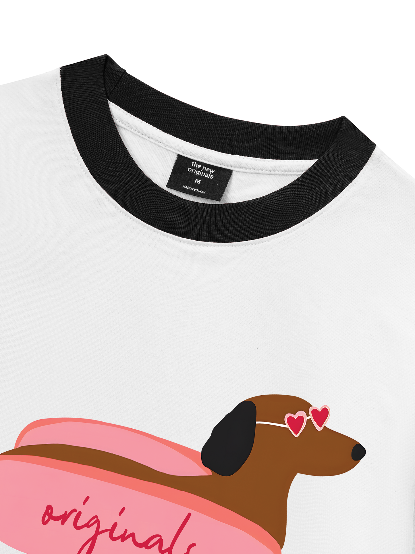 Áo Thun Ringer Relaxed Fit Pink Dachshund