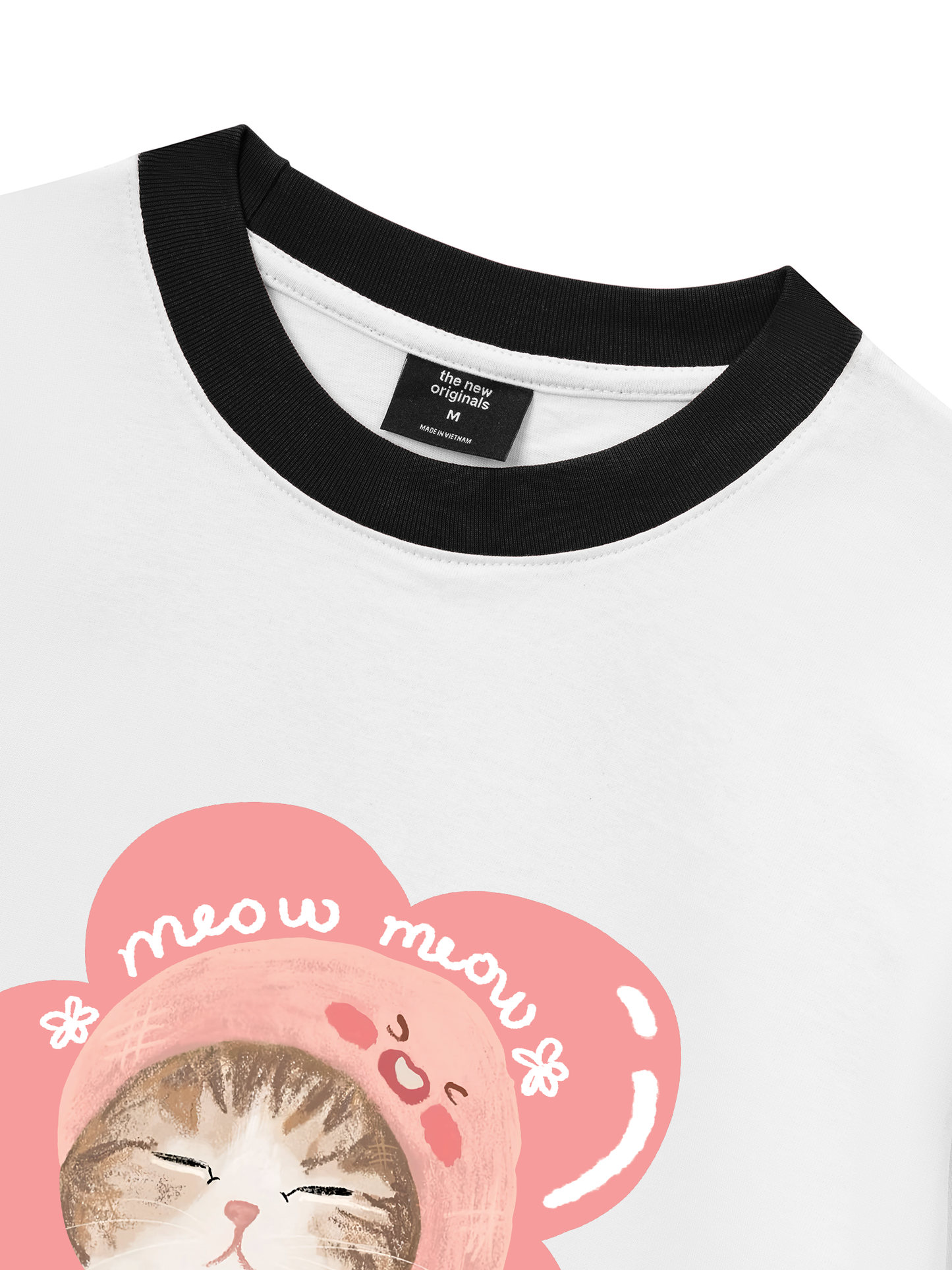 Áo Thun Ringer Relaxed Fit Flower Cat