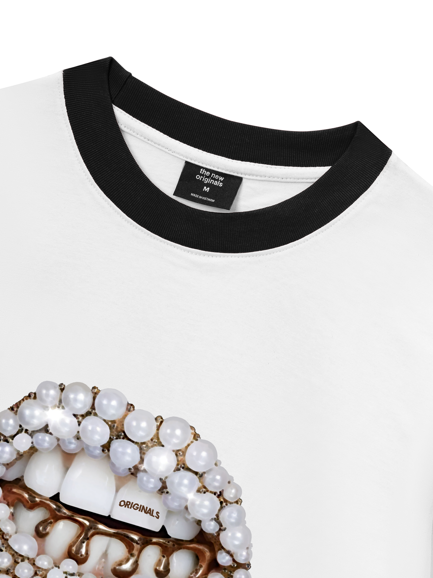 Áo Thun Ringer Relaxed Fit Art Pearl Lip Black