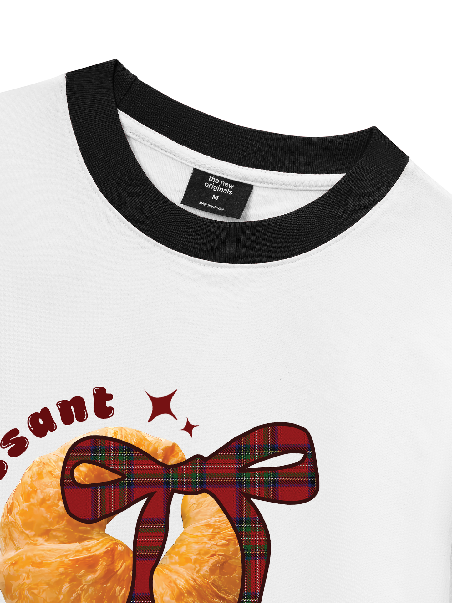 Áo Thun Ringer Relaxed Fit Sweet Pastry Red Plaid Bow