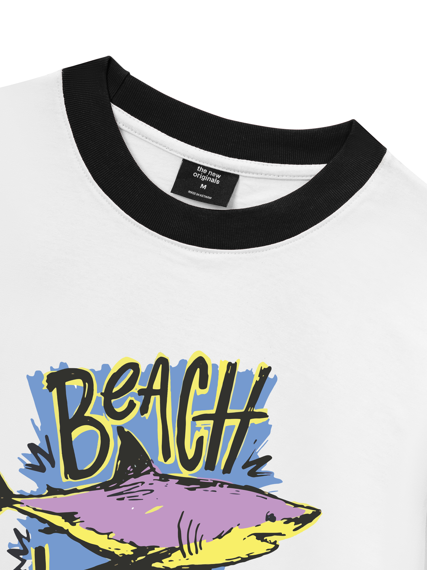 Áo Thun Ringer Relaxed Fit Ocean Beach Vibes Shark