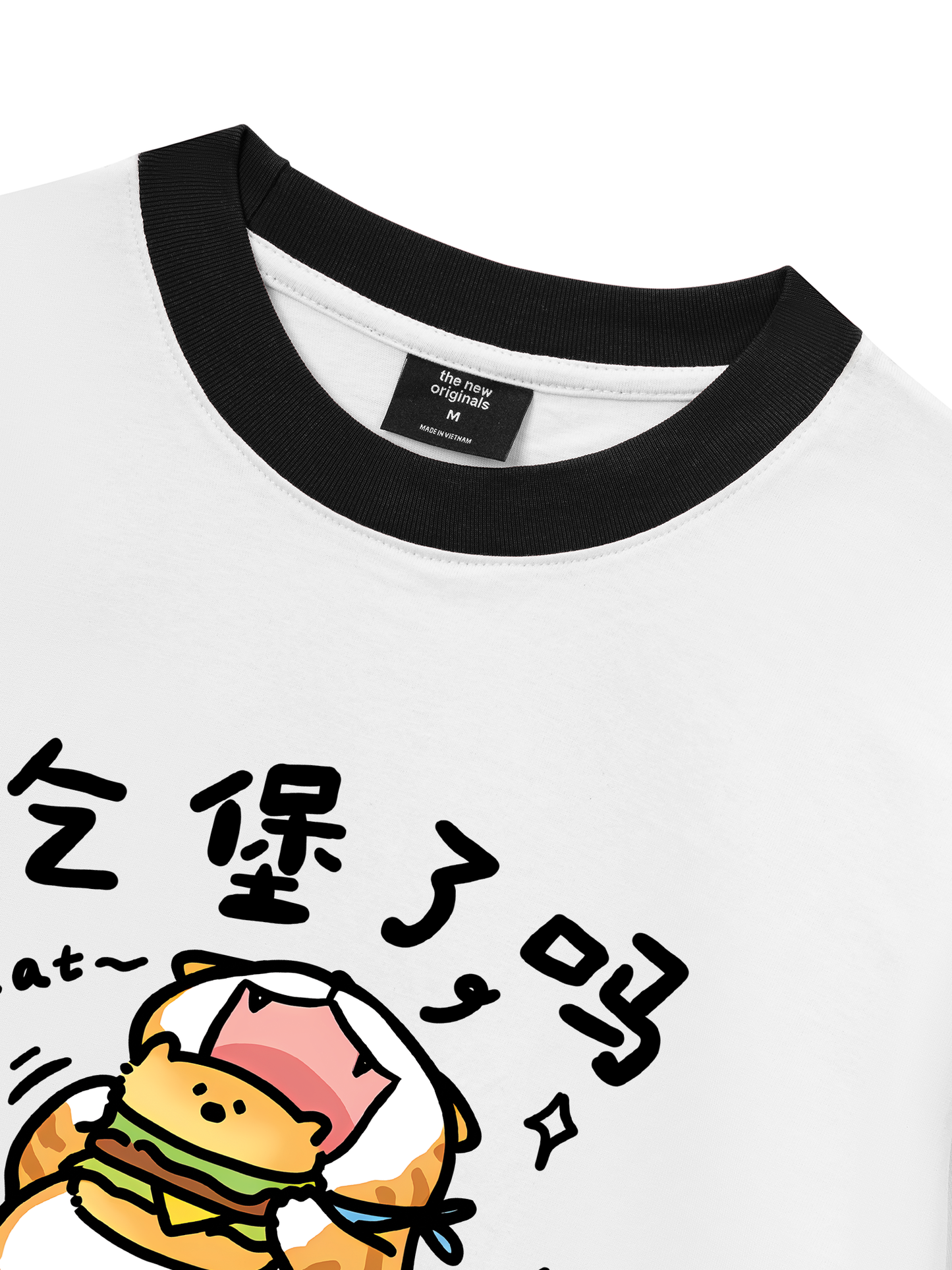 Áo Thun Ringer Relaxed Fit Sweet Pastry Cute Meow With Burger