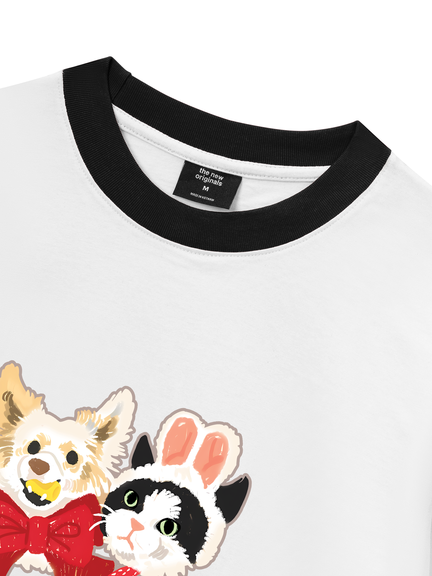 Áo Thun Ringer Relaxed Fit Animal Mood Bestie Puppy And Meow