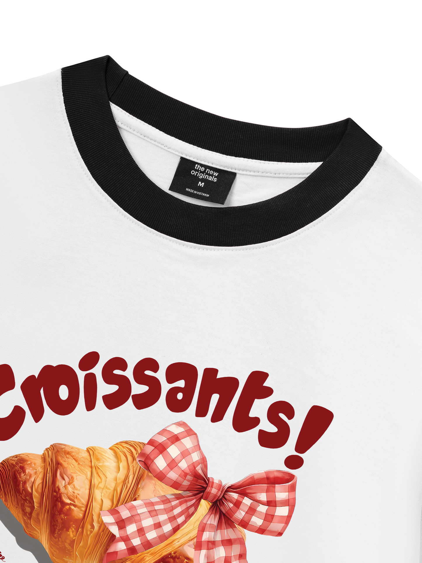 Áo Thun Ringer Relaxed Fit Sweet Pastry Red Bơ Croissant