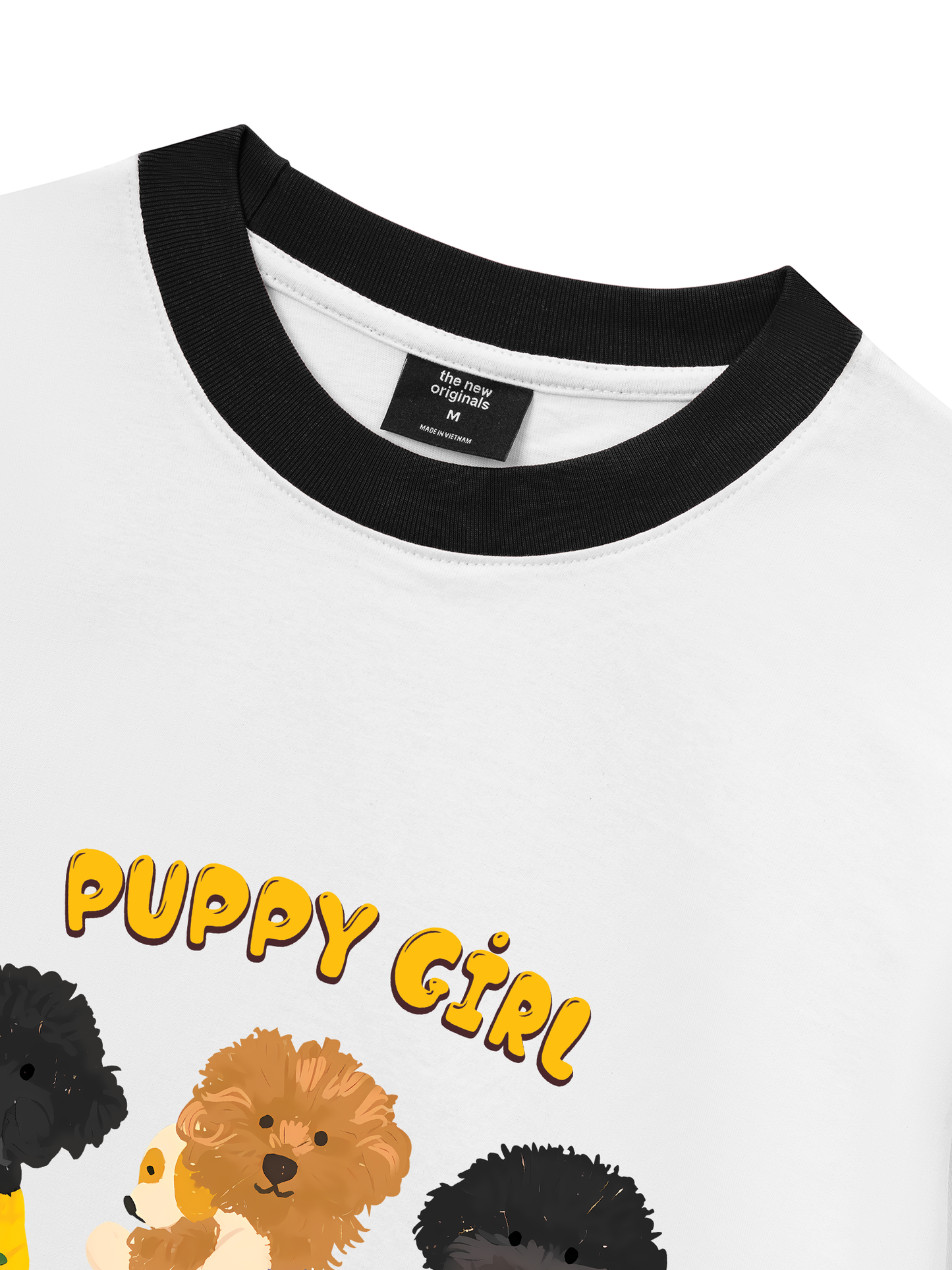 Áo Thun Ringer Relaxed Fit Animal Puppy Girl