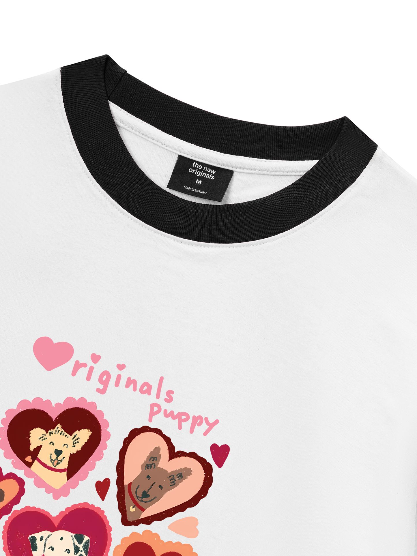 Áo Thun Ringer Relaxed Fit Animal Puppy Heart