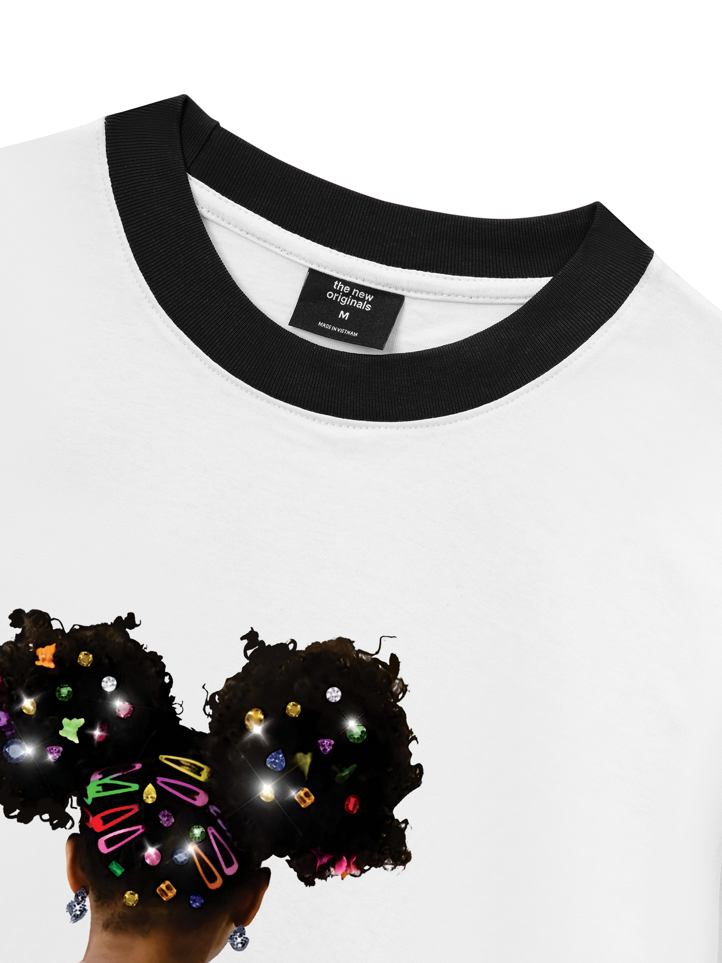 Áo Thun Ringer Relaxed Fit Colorful Diamond Hairpin Afro Girl
