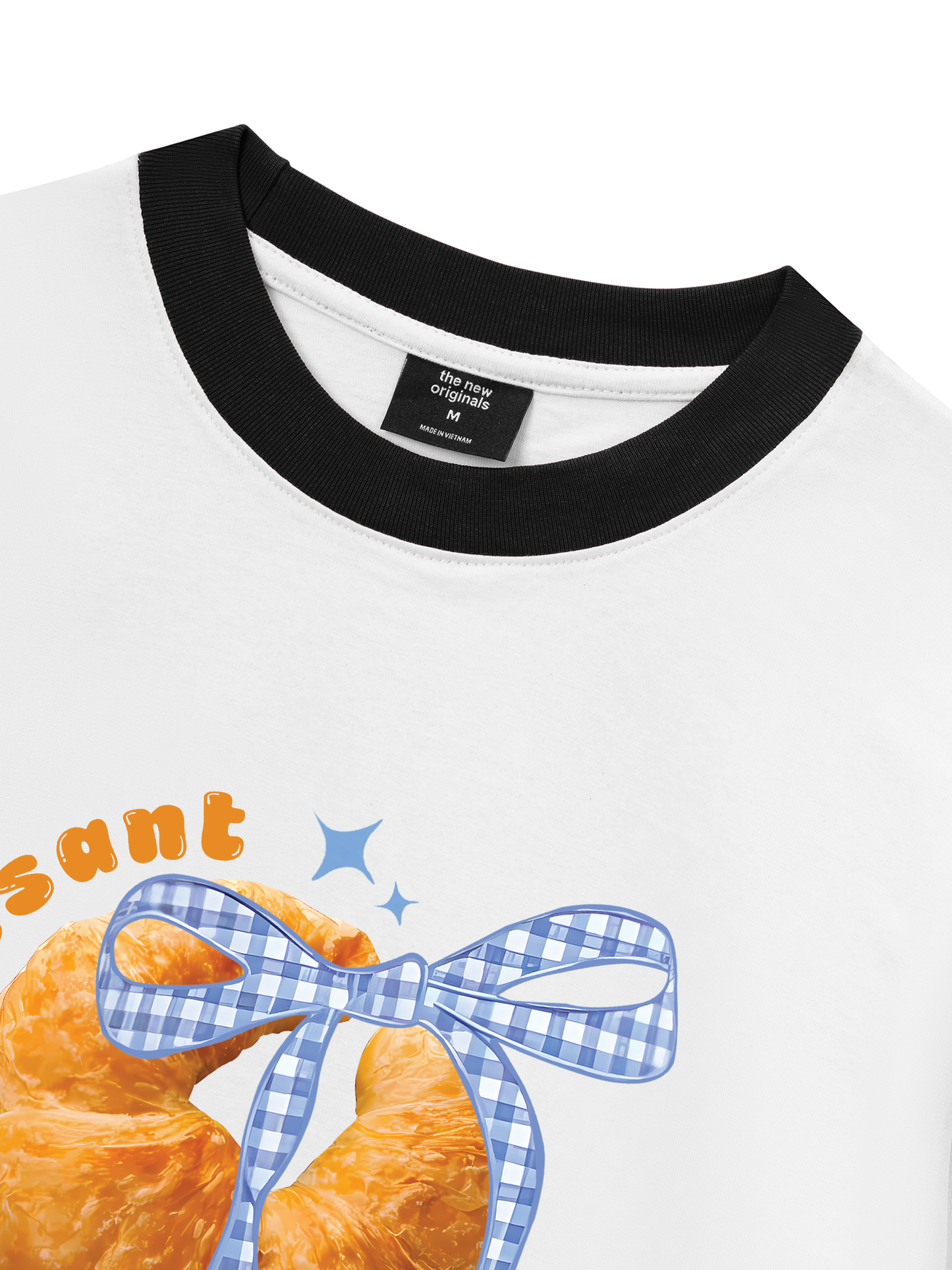 Áo Thun Ringer Relaxed Fit Sweet Pastry BLue Plaid Bow