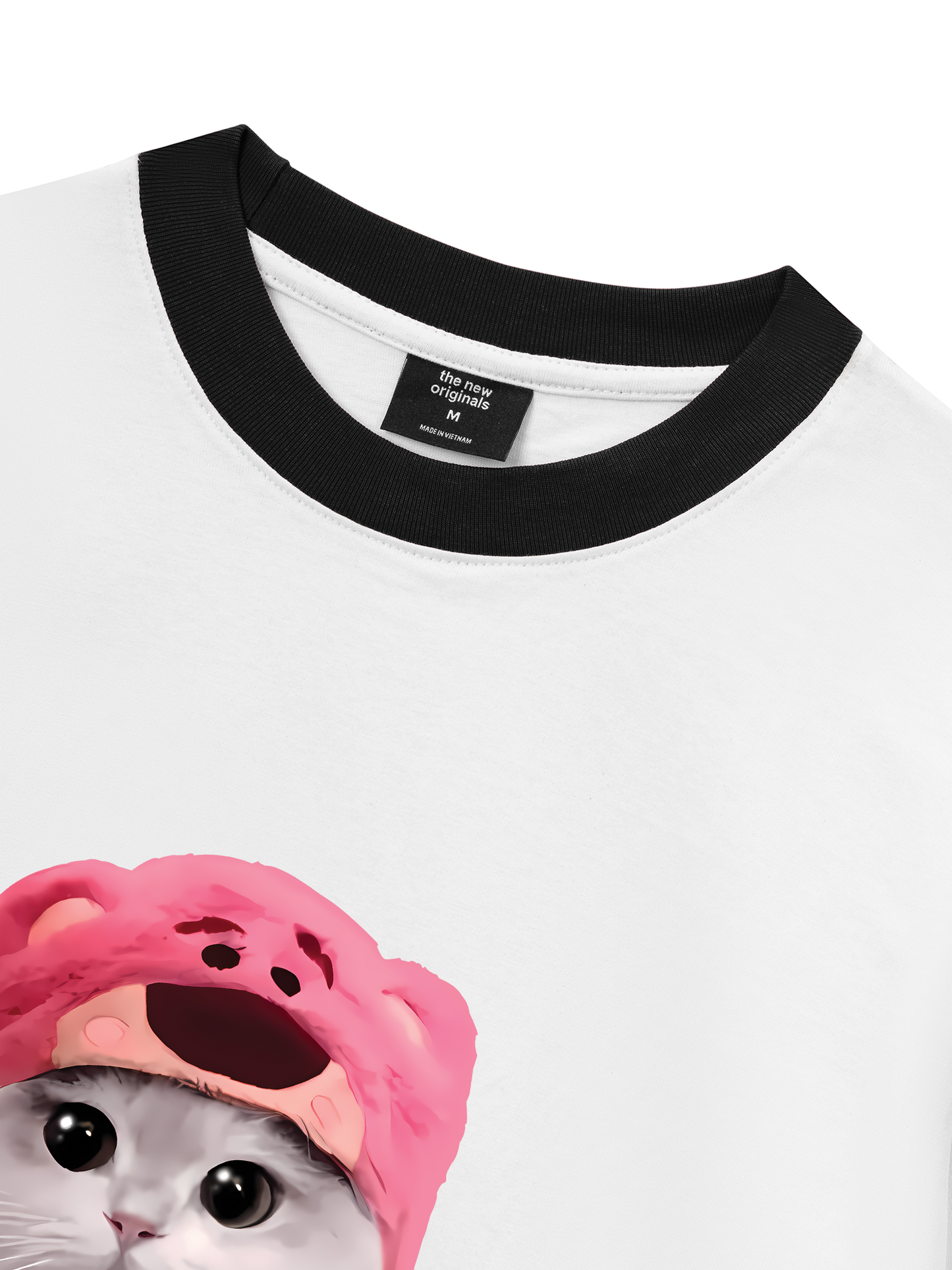 Áo Thun Ringer Relaxed Fit Animal Mood Pink Meow