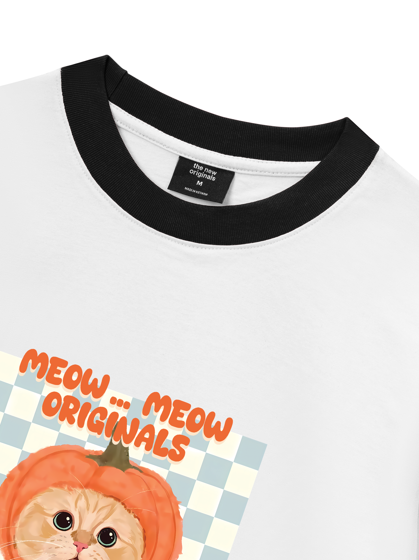 Áo Thun Ringer Relaxed Fit Animal Meow Pumpkin