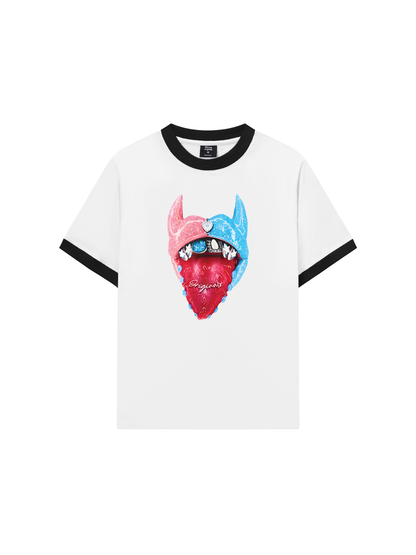 Áo Thun Ringer Relaxed Fit BOUNCE BACK© two-tone devil lip