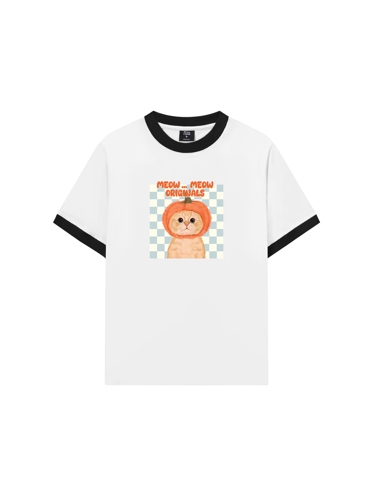 Áo Thun Ringer Relaxed Fit Animal Meow Pumpkin