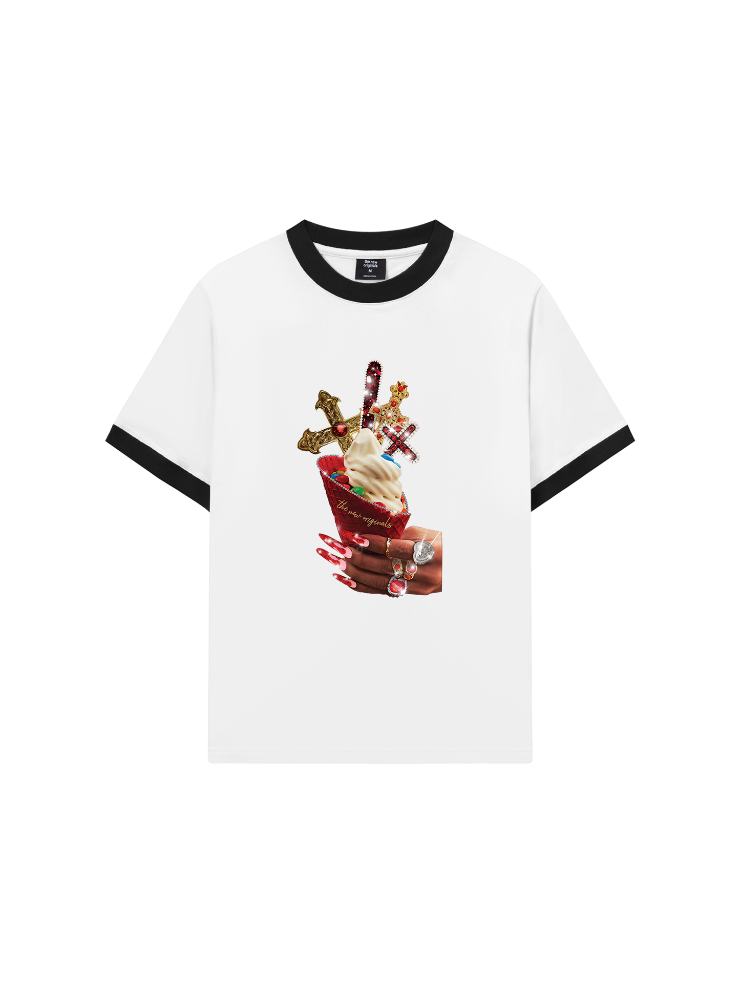 Áo Thun Ringer Relaxed Fit Gem Cross Ice Cream