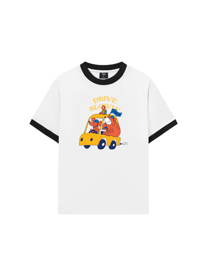 Áo Thun Ringer Relaxed Fit Drive Slowly_