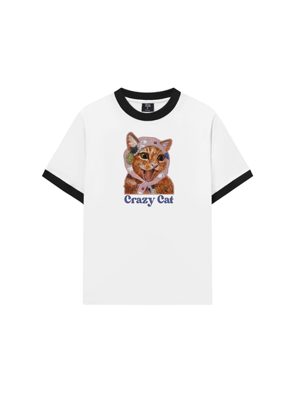 Áo Thun Ringer Relaxed Fit Crazy Cat
