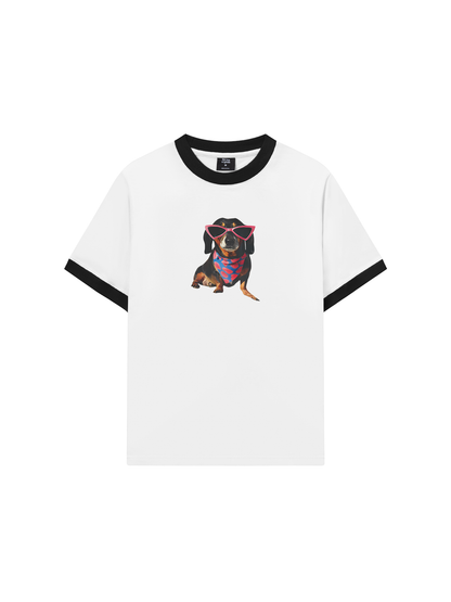 Áo Thun Ringer Relaxed Fit Animal Pink Glasses