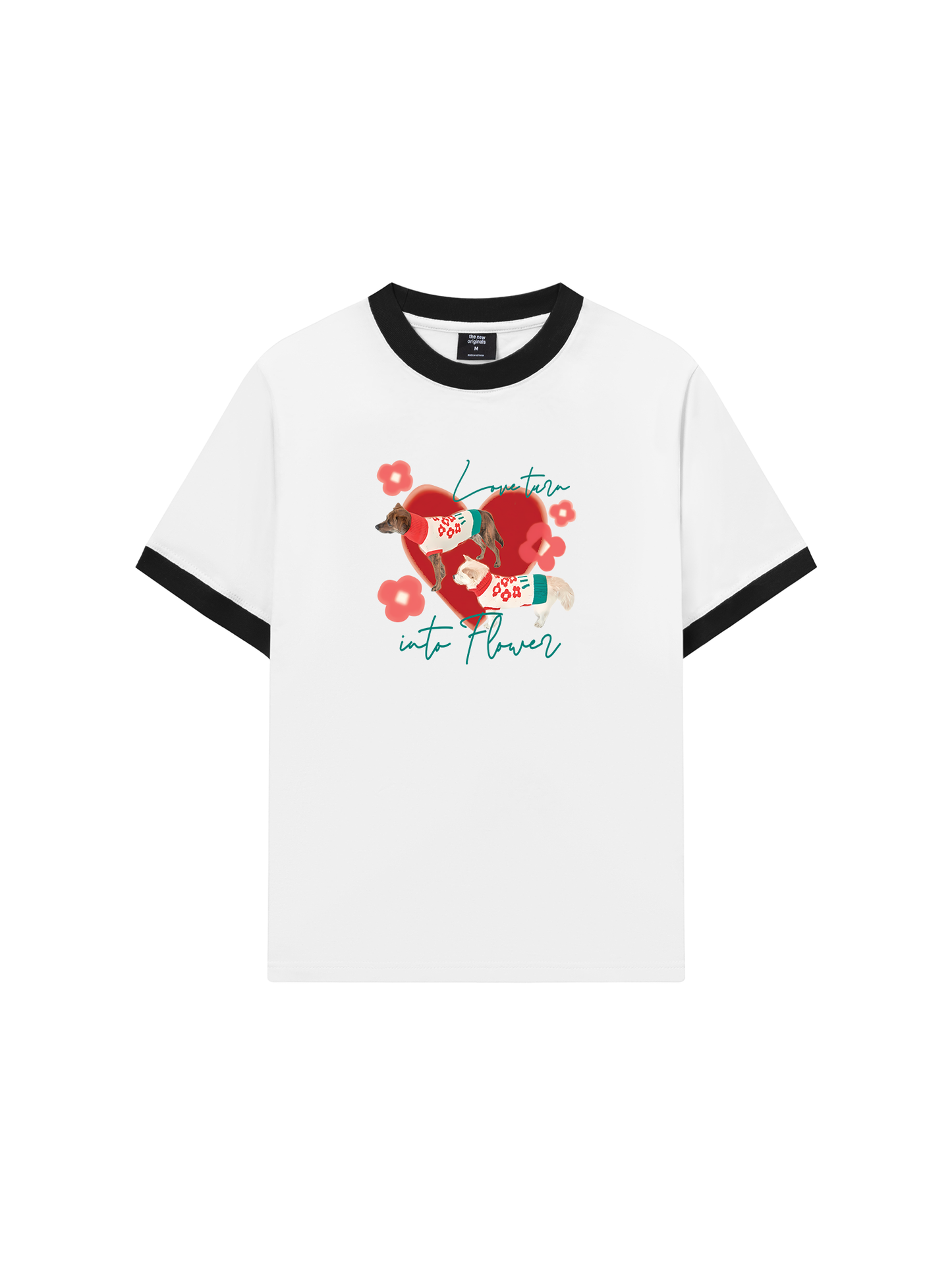 Áo Thun Ringer Relaxed Fit Animal Mood Love Turr Into Flower