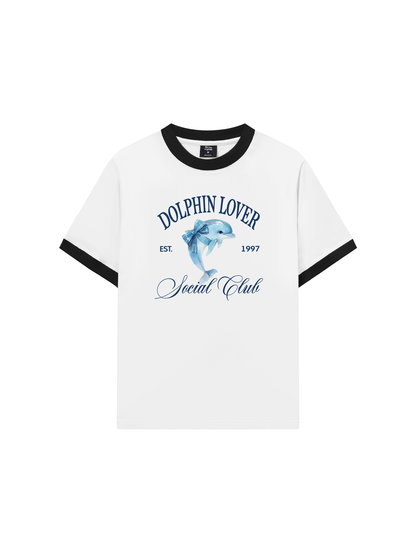 Áo Thun Ringer Relaxed Fit Ocean Dolphin Lover