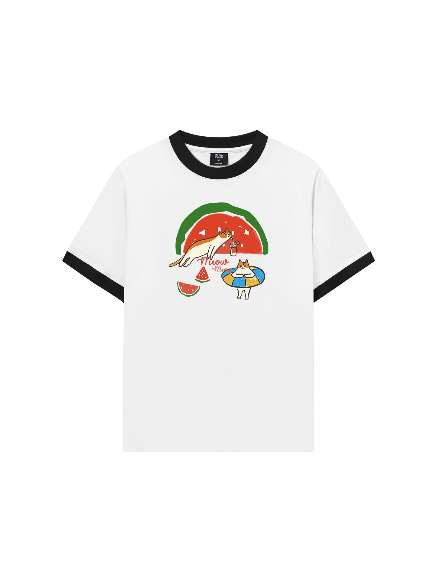 Áo Thun Ringer Relaxed Fit Meow Meow Watermelon