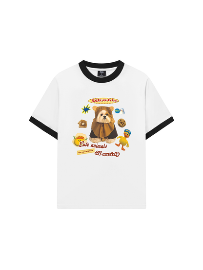 Áo Thun Ringer Relaxed Fit Sweet Pastry And Puppy Duck