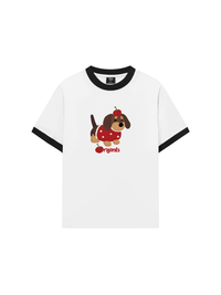 Áo Thun Ringer Relaxed Fit Animal Cute Puppy With Cherry