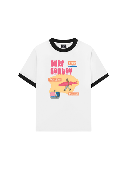 Áo Thun Ringer Relaxed Fit Summer Vibes GoTo Beach Cowboy