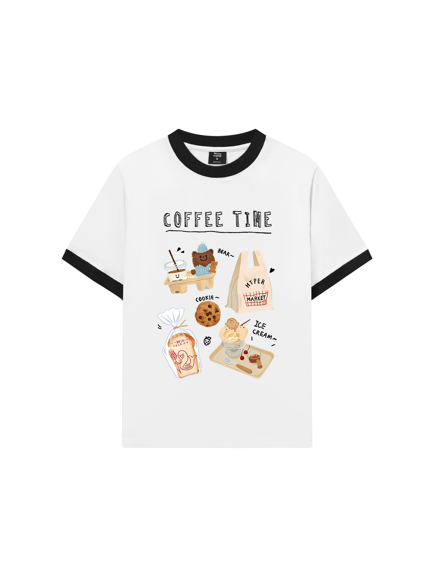 Áo Thun Ringer Relaxed Fit Sweet Pastry Coffee Time