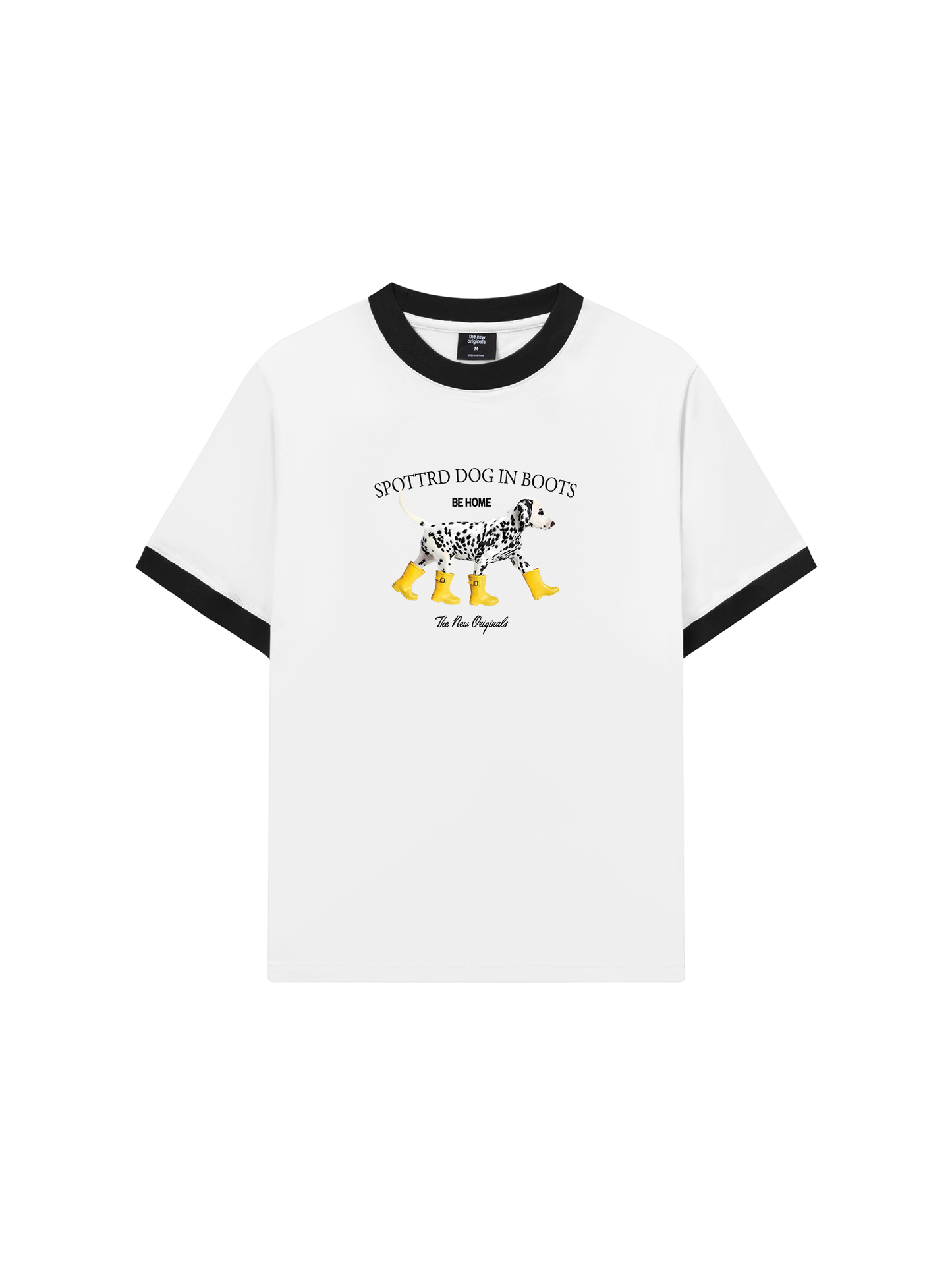 Áo Thun Ringer Relaxed Fit Animal Cute Puppy Yellow Boots