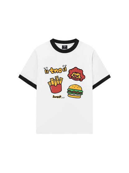 Áo Thun Ringer Relaxed Fit Sweet Pastry Burger Fry
