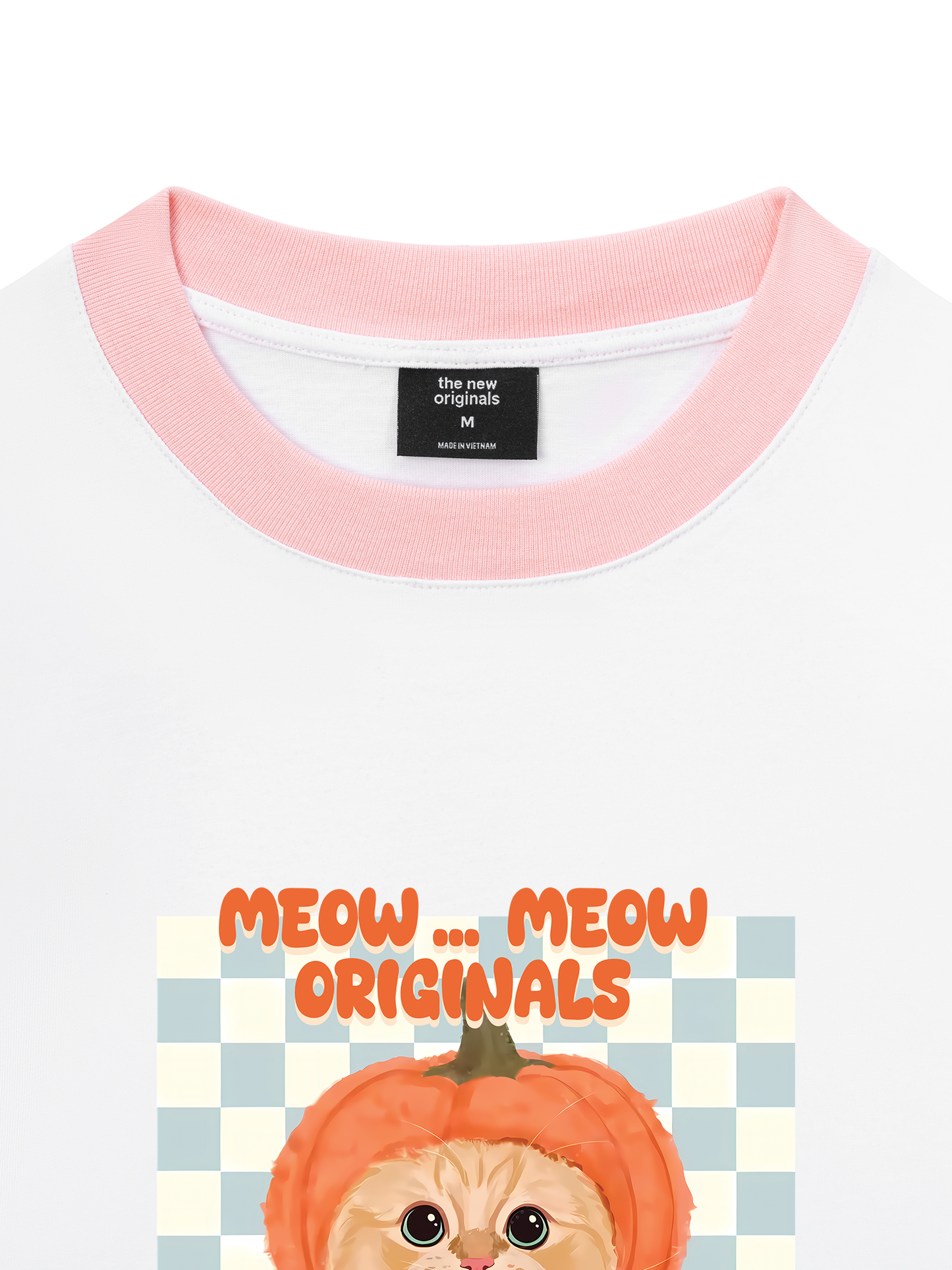 Áo Thun Ringer Relaxed Fit Animal Meow Pumpkin