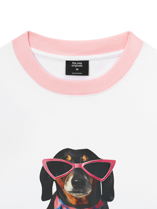 Áo Thun Ringer Relaxed Fit Animal Pink Glasses