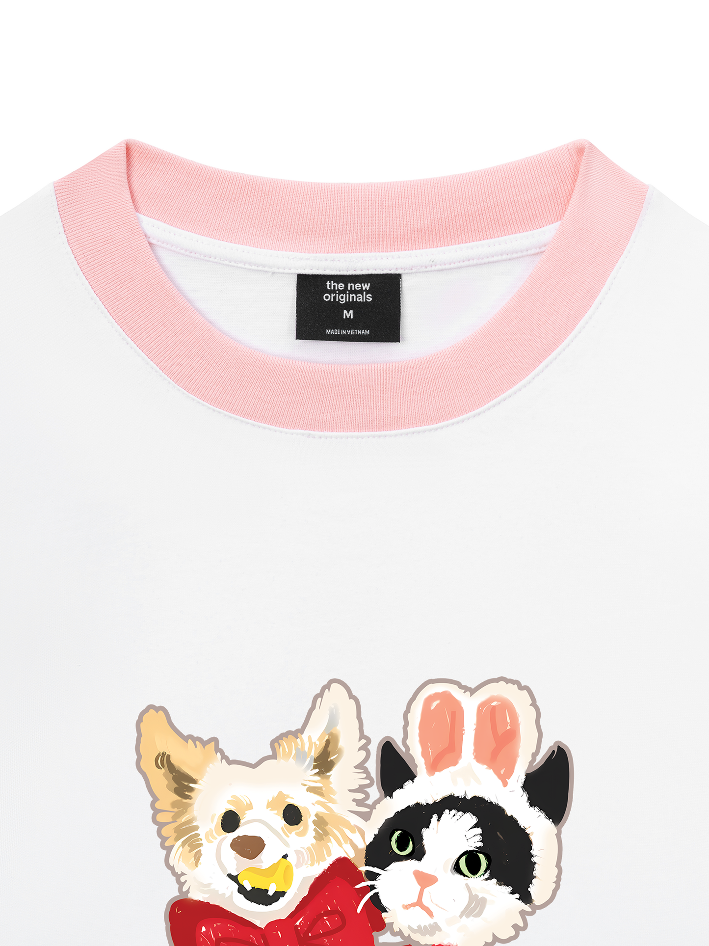 Áo Thun Ringer Relaxed Fit Animal Mood Bestie Puppy And Meow