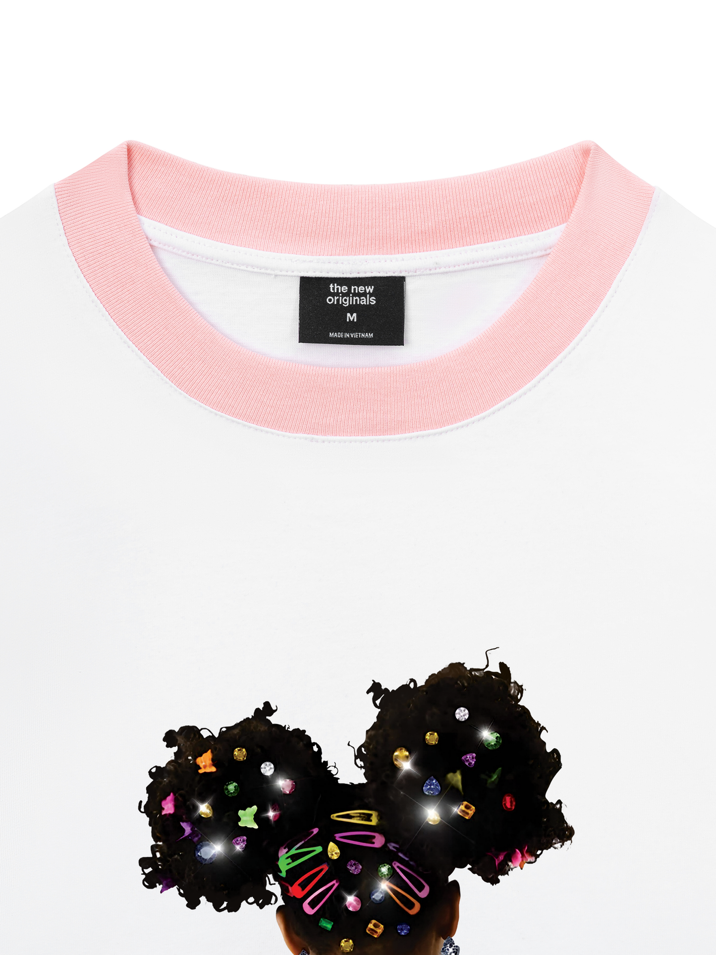 Áo Thun Ringer Relaxed Fit Colorful Diamond Hairpin Afro Girl