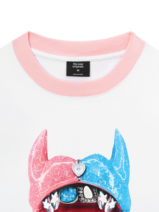 Áo Thun Ringer Relaxed Fit BOUNCE BACK© two-tone devil lip